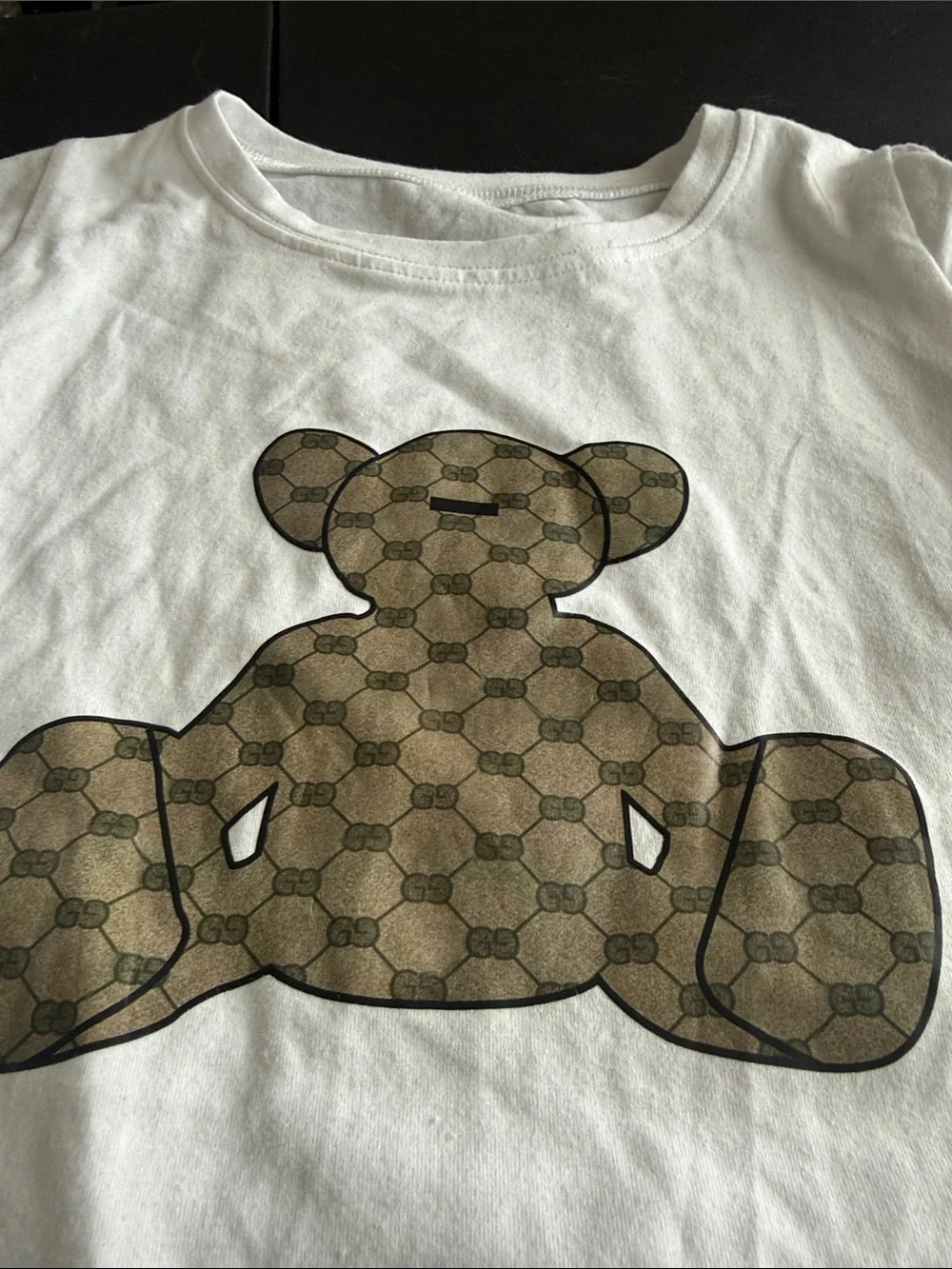 Designer Teddy Tee and Monogram Shorts - White & Brown